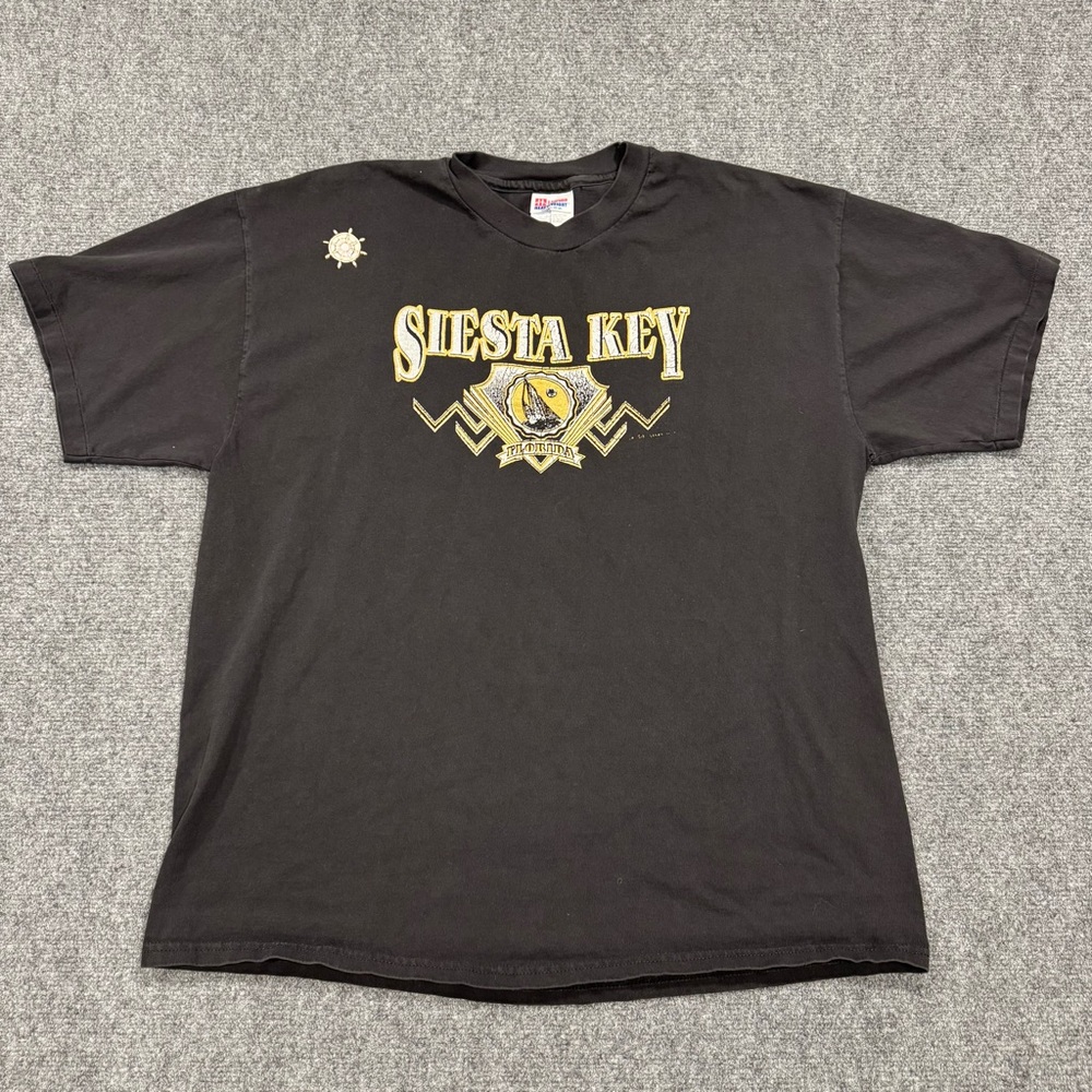 Vintage 90s Siesta Key Florida Single Stitch Graphic Tee XLarge Unisex VTG Black